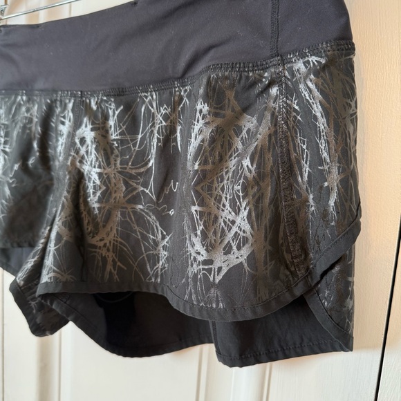Lululemon Athletica Black With Metallic Writing Athletic Women's Shorts Size 10 - Picture 3 of 8